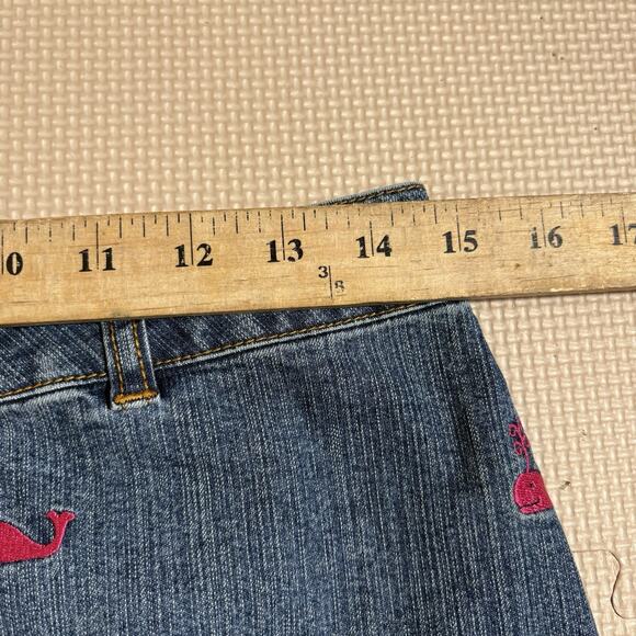 Lilly Pulitzer Denim Mini Skirt with Embroidered Pink Whales Size 4 Beach - Picture 10 of 12